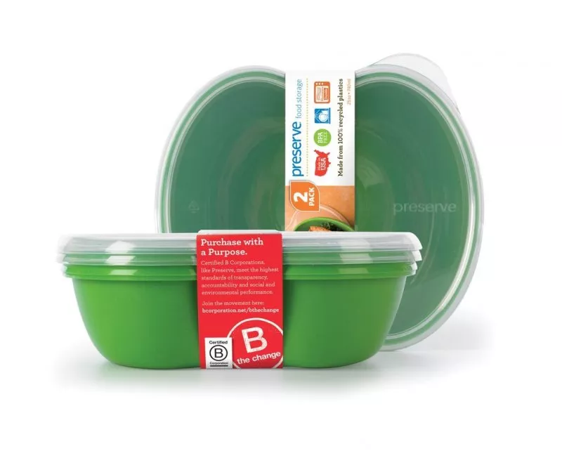 Preserve Boîte à casse-croûte (2 pcs) - verte - faite de plastique 100% recyclé