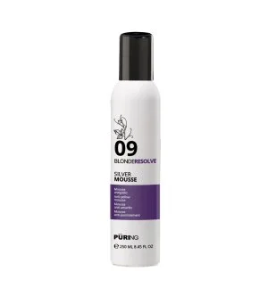 PURING 09 BlondeResolve Silver Mousse mousse neutralisante sans rinçage pour cheveux blonds, gris et décolorés