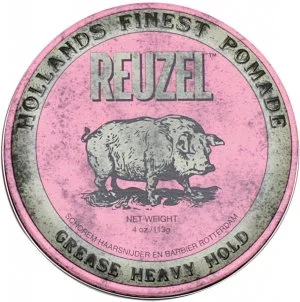 REUZEL Styling Pink Pomade Grease Heavy Hold pommade coiffante à fixation moyenne et finition brillante 113 g pour hommes