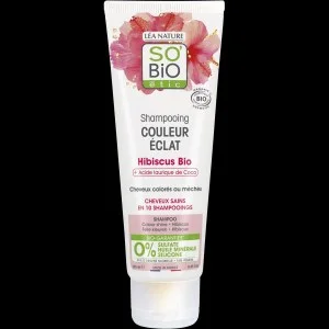SO’BiO étic Shampooing pour cheveux colorés et méchés à l'hibiscus BIO (250 ml) - préserve l'éclat de la couleur