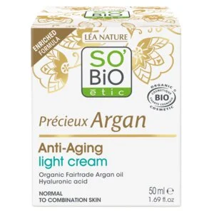 SO’BiO étic Anti-age Precieux Argan Crème de jour légère pour peaux normales à mixtes BIO (50 ml) - hydrate et raffermit la peau