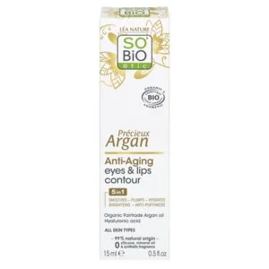 SO’BiO étic Anti-Âge Précieux Argan Crème contour des yeux et des lèvres BIO (15 ml) - idéale pour les peaux matures