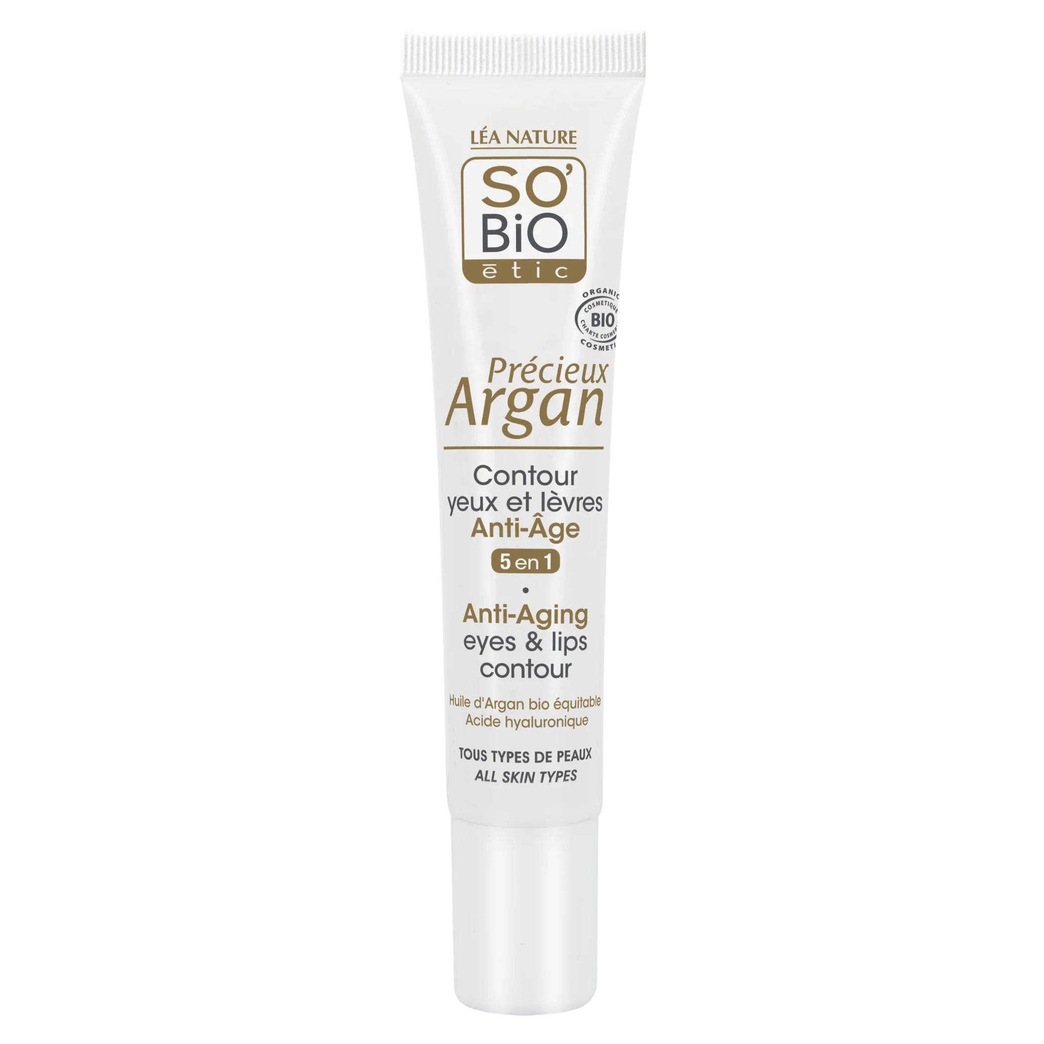 SO’BiO étic Anti-Âge Précieux Argan Crème contour des yeux et des lèvres BIO (15 ml) - idéale pour les peaux matures