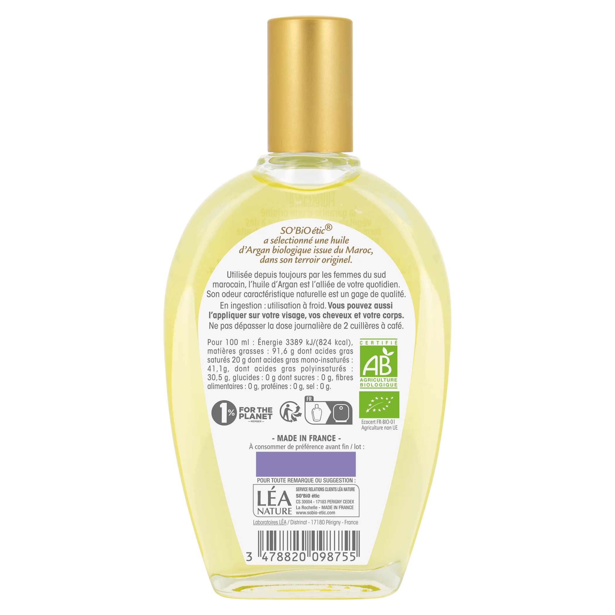 SO’BiO étic Huile d’argan BIO (50 ml) - élixir de jeunesse et de beauté