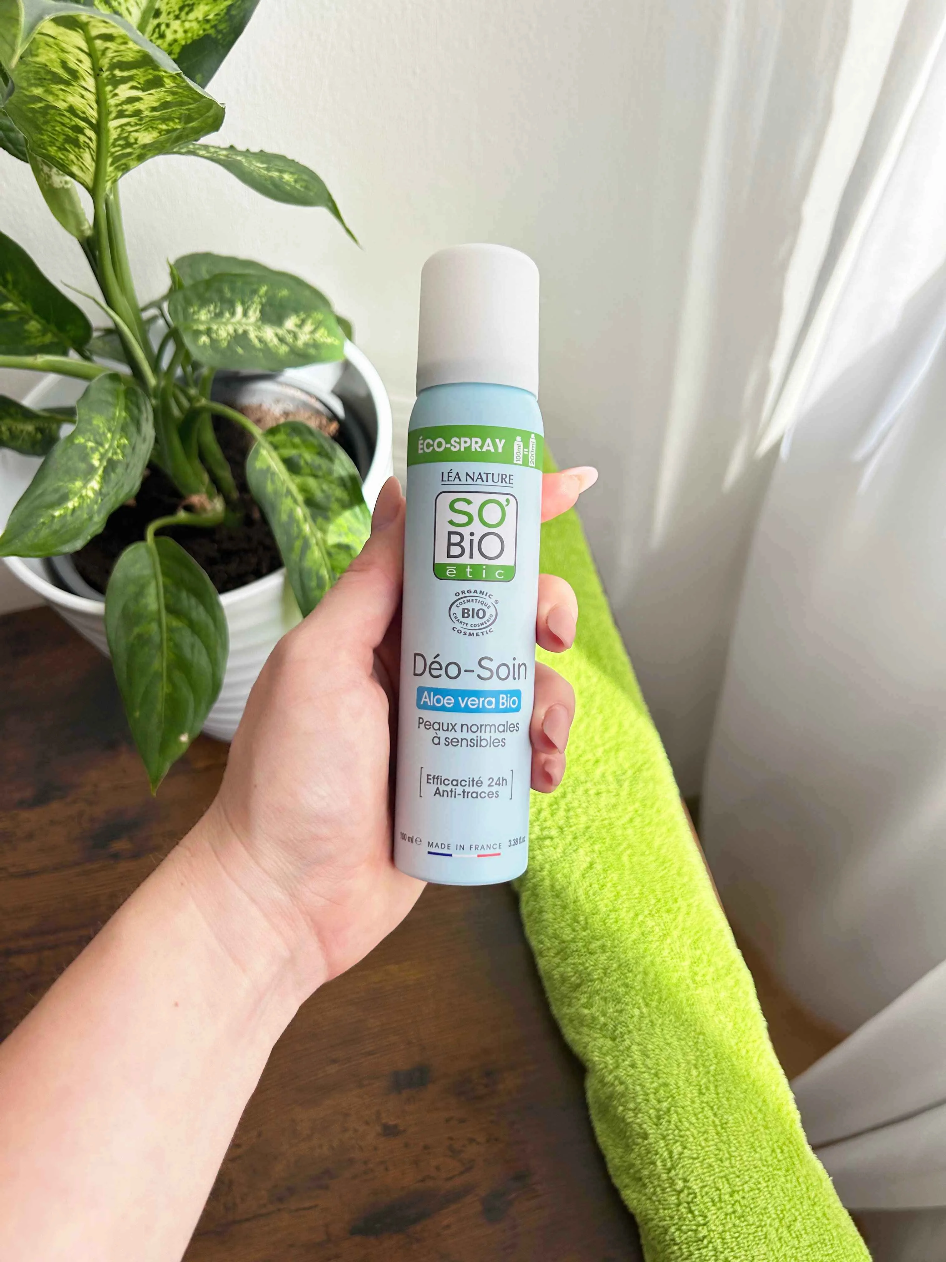 SO’BiO étic Déodorant naturel ECO SPRAY 24h - Aloe vera BIO (100 ml) - efficace jusqu'à 24 heures