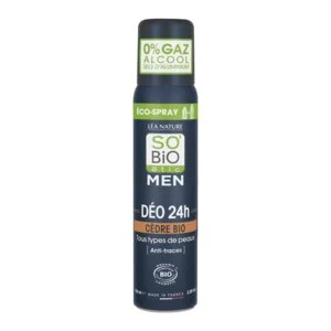 SO’BiO étic Déodorant naturel ECO SPRAY 24h MEN - cèdre BIO (100 ml) - efficace jusqu’à 24 heures