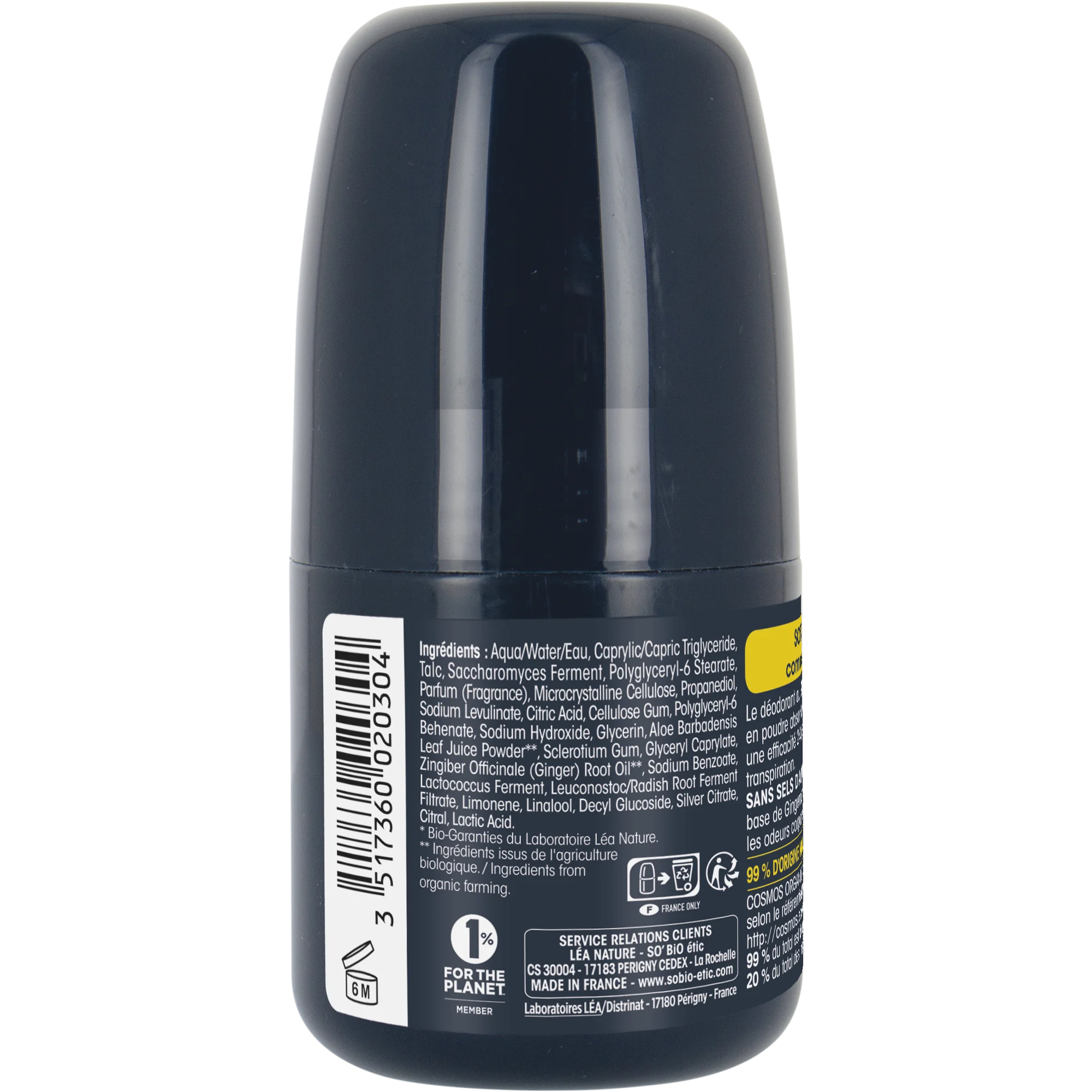 SO’BiO étic Déodorant roll-on 24h MEN - gingembre BIO (50 ml) - efficace jusqu’à 24 heures