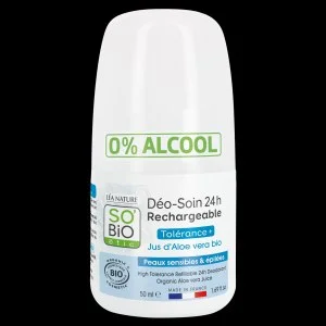 SO’BiO étic Déodorant roll-on 24h - Tolerance+ à l'Aloe vera bio (50 ml) - efficace jusqu'à 24 heures