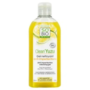 SO’BiO étic Gel nettoyant anti-imperfections - Clean Yuzu BIO (200 ml) - idéal pour les peaux grasses