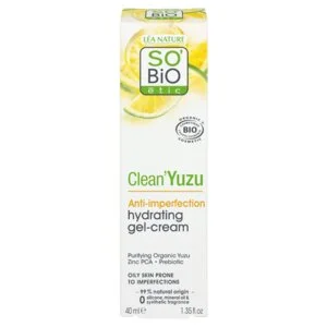 SO’BiO étic Gel-crème visage hydratant - Clean Yuzu BIO (40 ml) - idéal pour les peaux grasses