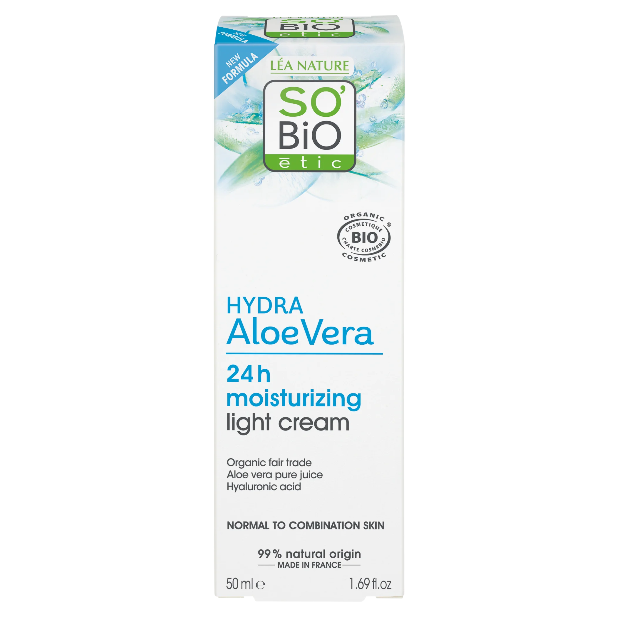 SO’BiO étic Crème de jour légèrement hydratante à l’Aloe Vera BIO (50 ml) - à l’acide hyaluronique