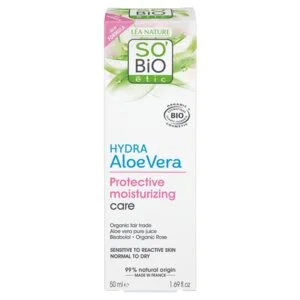 SO’BiO étic Crème protectrice pour peau sensible à l’Aloe vera 5-en-1 BIO (50 ml) - hydrate et apaise la peau