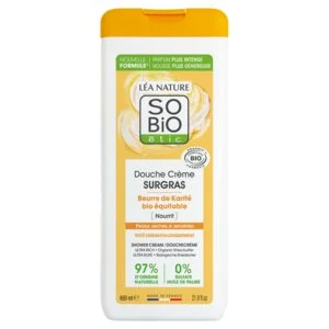 SO’BiO étic Crème de douche SURGRAS au beurre de karité BIO (650 ml) - idéale pour les peaux sèches et sensibles