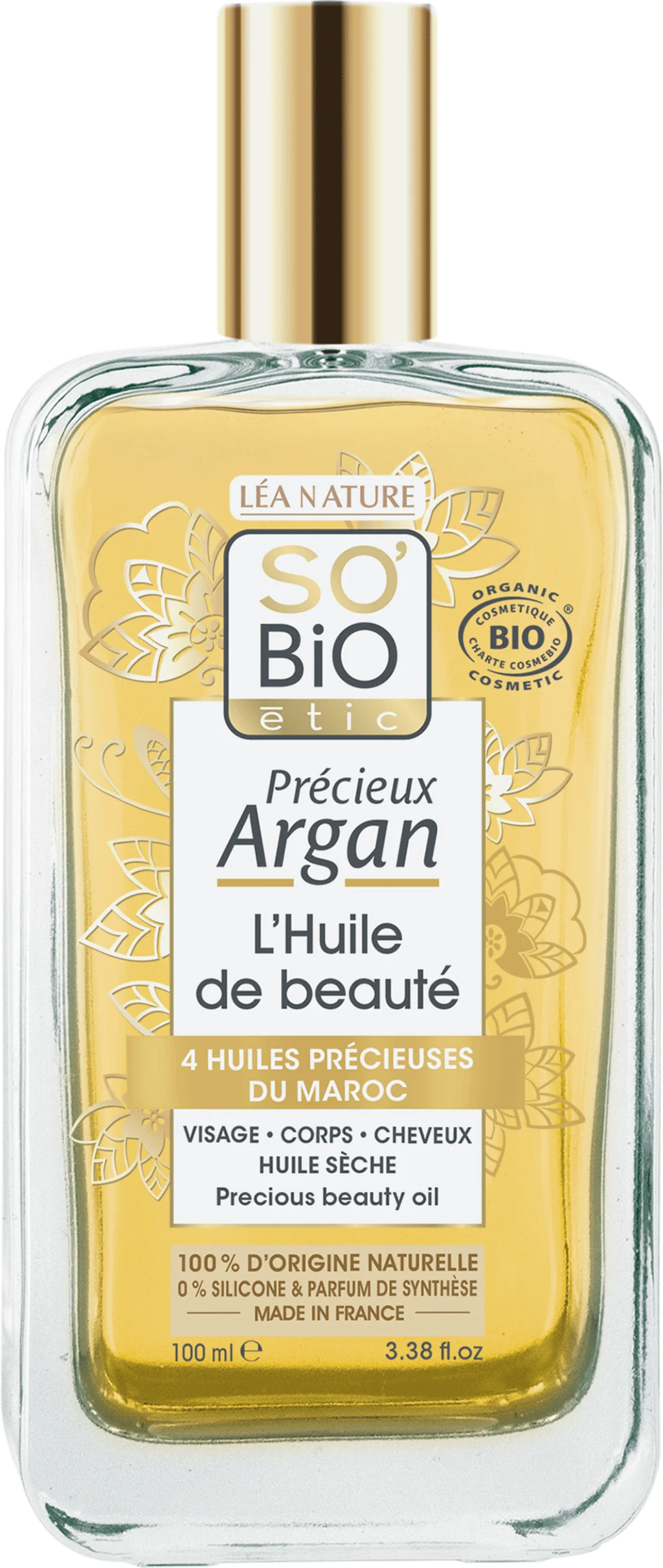 SO’BiO étic Précieux Argan Huile nourrissante pour le corps, le visage et les cheveux BIO (100 ml) - élixir de jeunesse et de beauté
