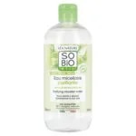 SO’BiO étic Eau micellaire nettoyante Aloe Vera - zinc et agrumes BIO (500 ml) - idéale pour les peaux mixtes à grasses
