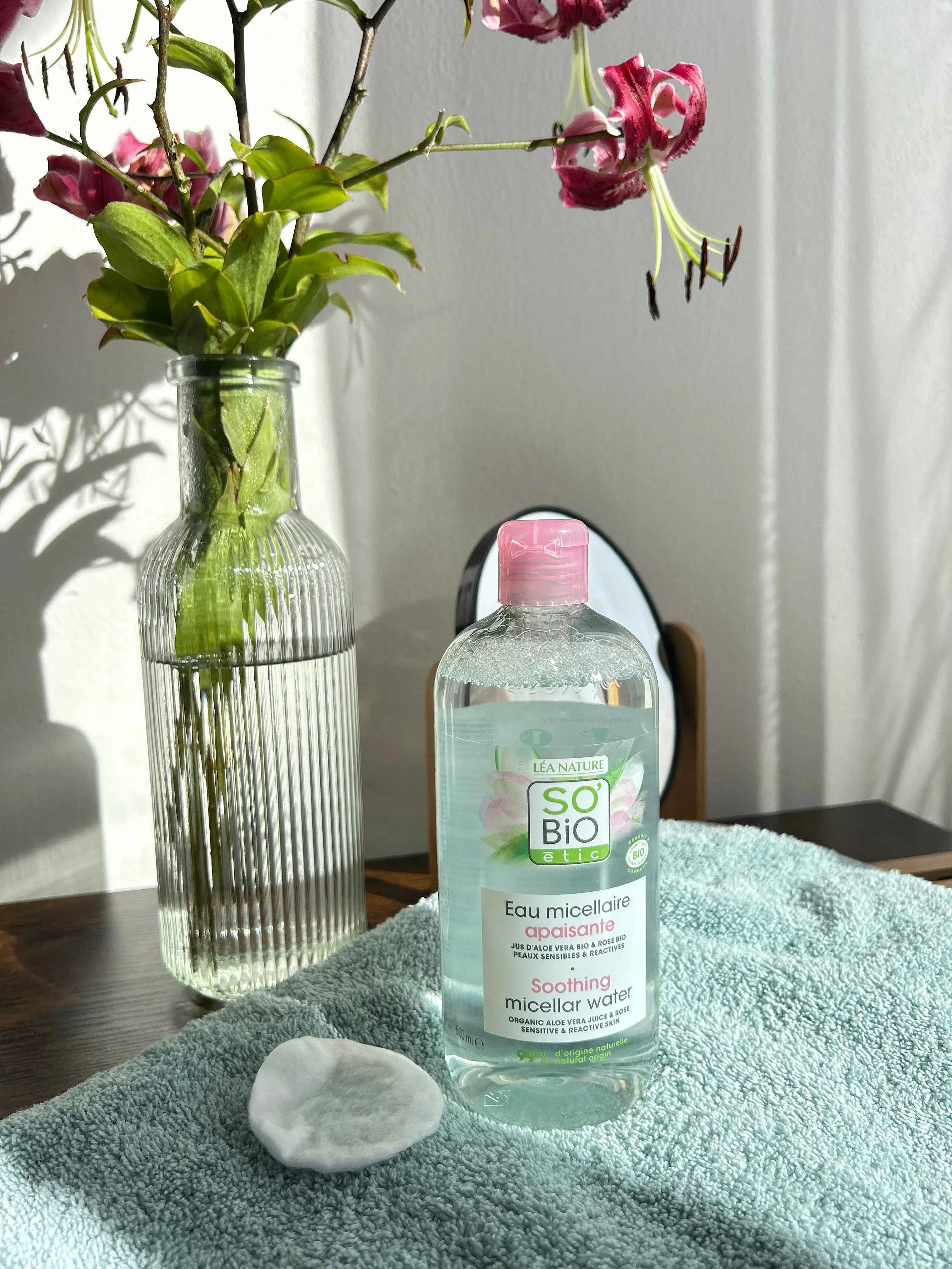 SO’BiO étic Eau micellaire apaisante à l'Aloe Vera BIO (500 ml) - enrichie en eau de camomille