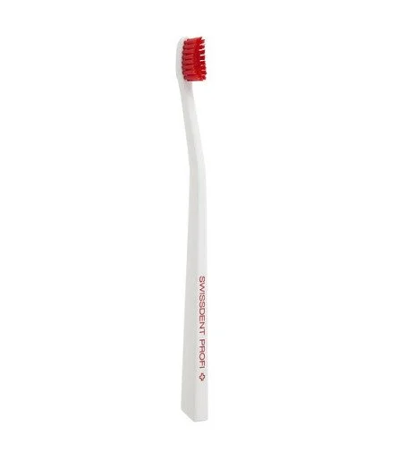 Profi Colours brosse à dents souple-medium Blanc & Rouge