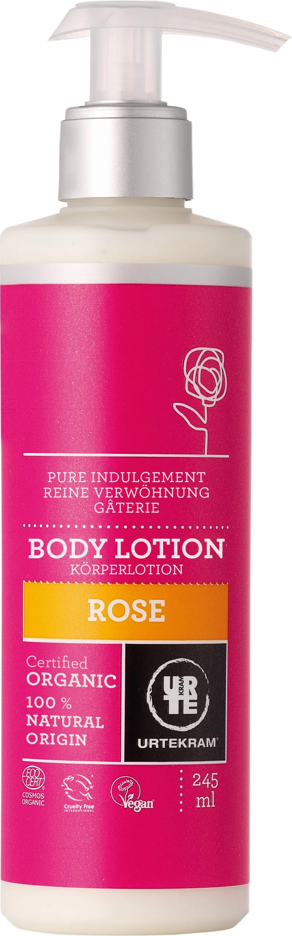 Urtekram Lichaamsmelk roze 245ml BIO, VEG