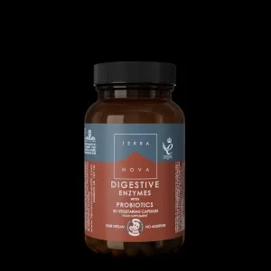 Terranova Health Enzymes digestives et probiotiques (50 gélules) - enrichi en fenouil, gingembre et bardane