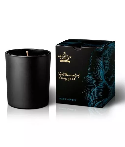 The Greatest Candle in the World Bougie parfumée en verre noir (170 g) - miracle du jasmin