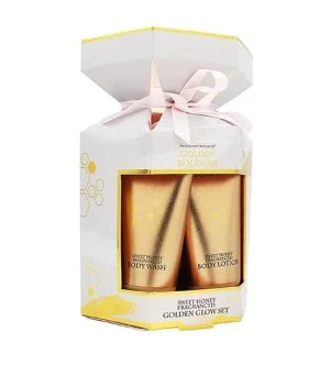 The Indulgent Bathing Co. Golden Boudoir coffret cadeau gel douche + lait pour le corps 50 ml + éponge de douche