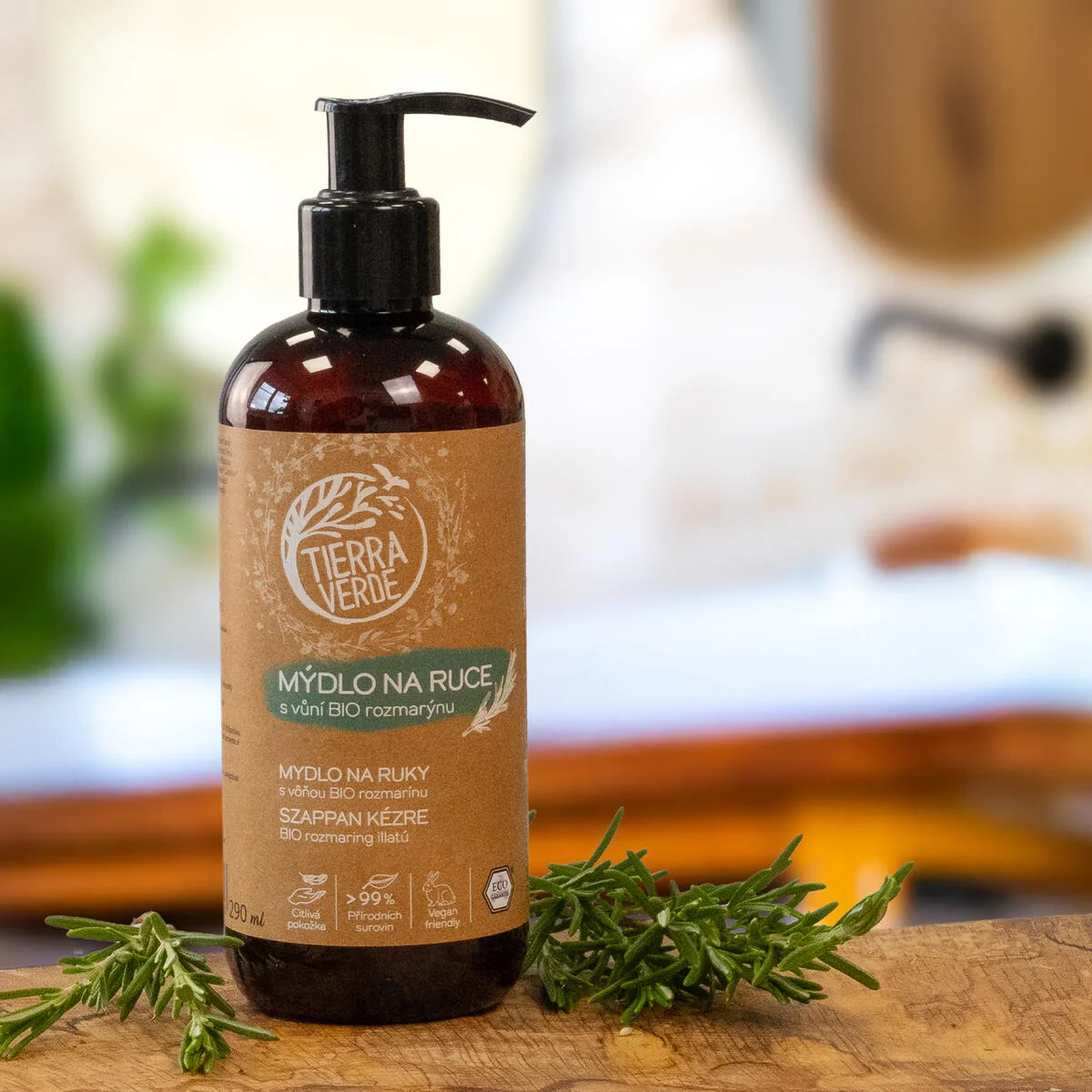 Tierra Verde Savon liquide pour les mains - BIO Romarin 100 ml - avec du plantain bio tchèque