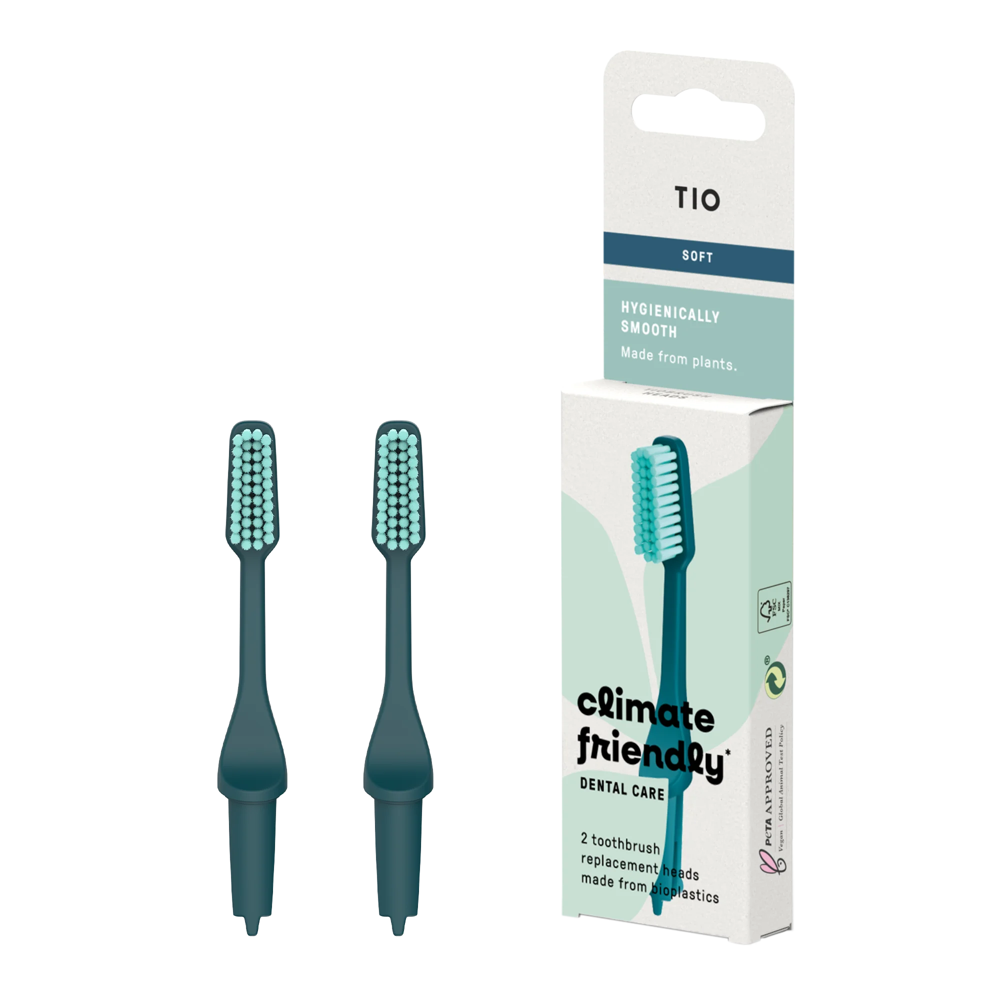 TIO TIOBRUSH Têtes de rechange pour brosse à dents (souple) - Living Ocean - 2 pcs