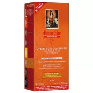 Henné Color Soin capillaire teinté avec un haut degré de protection et de soin Premium 100ml Châtaigne