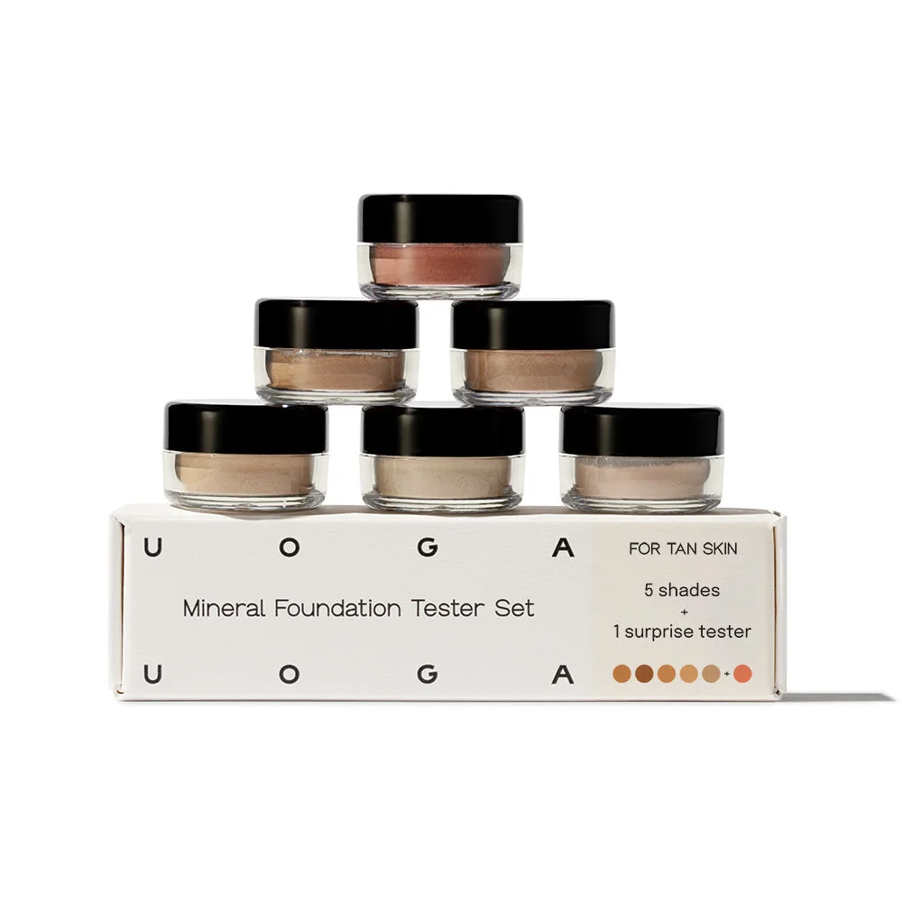 Uoga Uoga Coffret d’échantillons de fond de teint minéral (6 x 0,7 g) Tan - 5 fonds de teint + 1 fard à joues selon la teinte de peau