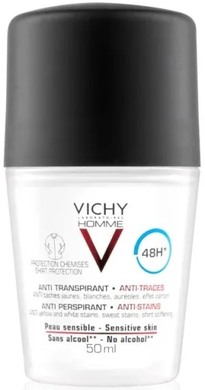 Vichy Homme 48h antitranspirant contre les taches blanches et jaunes pour hommes