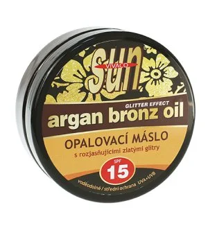 Vivaco SUN Argan Bronz Oil beurre solaire aux paillettes dorées illuminatrices SPF 15