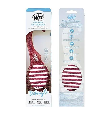 Shower Detangler brosse à cheveux rose pailletée