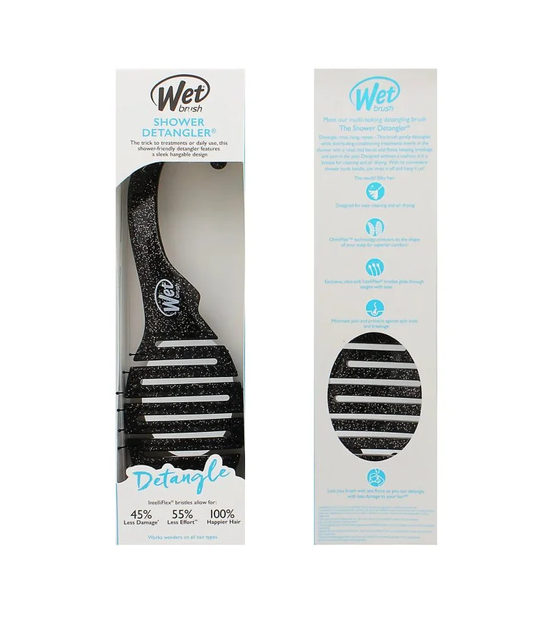 Shower Detangler brosse à cheveux noir pailleté