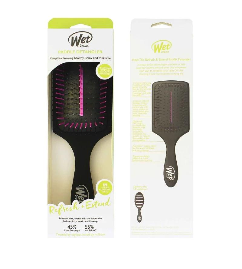 Refresh + Extend Paddle Detangler brosse à cheveux Noir