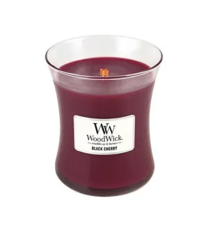 Bougie parfumée WoodWick Black Cherry avec mèche en bois pour femmes