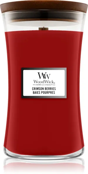 WoodWick Crimson Berries geurkaars met houten lont 275 g
