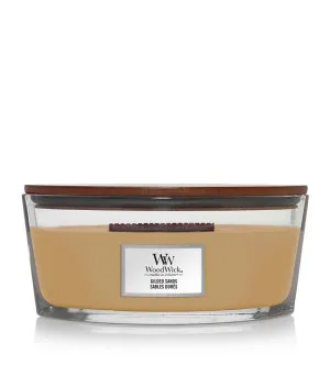 Woodwick Gilded Sands geurkaars met houten lont 453,6 g