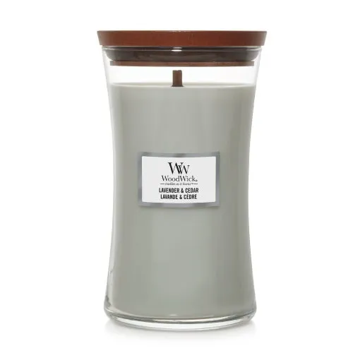 Bougie parfumée WoodWick Lavender & Cedar avec mèche en bois 609,5 g