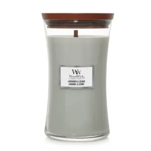 Bougie parfumée WoodWick Lavender & Cedar avec mèche en bois pour femme