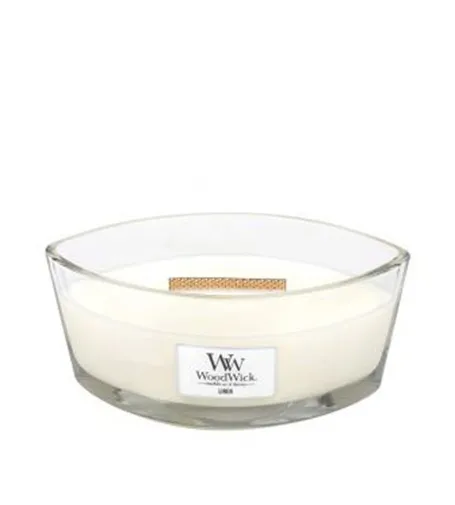 Bougie parfumée WoodWick Linen avec mèche en bois pour femmes