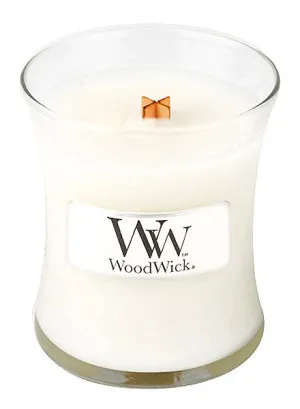 Bougie parfumée WoodWick Linen avec une mèche en bois pour femmes