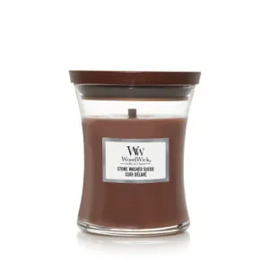 Bougie parfumée WoodWick Stone Washed Suede avec mèche en bois pour femmes