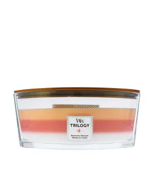 Bougie parfumée WoodWick Trilogy Blooming Orchard avec mèche en bois 453,6 g