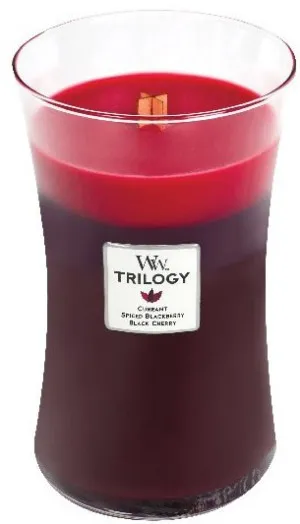 Bougie parfumée WoodWick Trilogy Sun Ripened Berries avec mèche en bois 609,5 g
