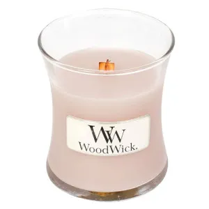Bougie parfumée WoodWick Vanilla & Sea Salt avec mèche en bois pour femmes