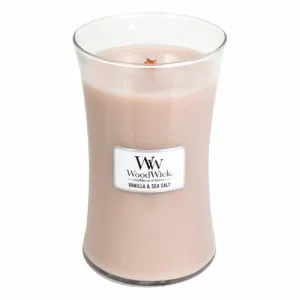 Bougie parfumée WoodWick Vanilla & Sea Salt avec mèche en bois 609,5 g