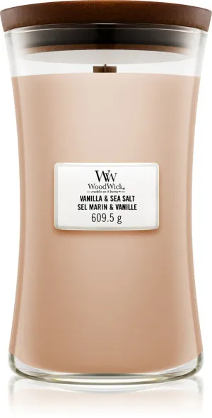 WoodWick Vanilla & Sea Salt geurkaars met houten lont 609,5 g