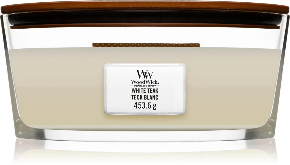 White Teak geurkaars met houten lont 453,6 g