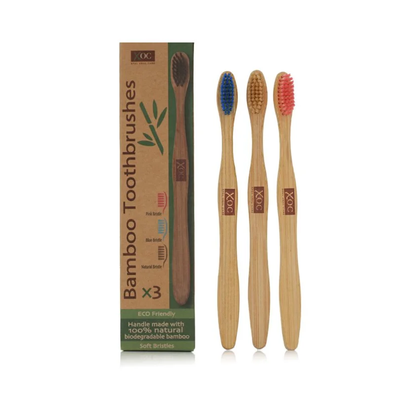 Oral Care Brosse à dents en bambou souple 3 pièces