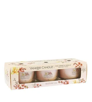 Yankee Candle Pink Cherry & Vanilla ensemble en verre 3 x 37 g